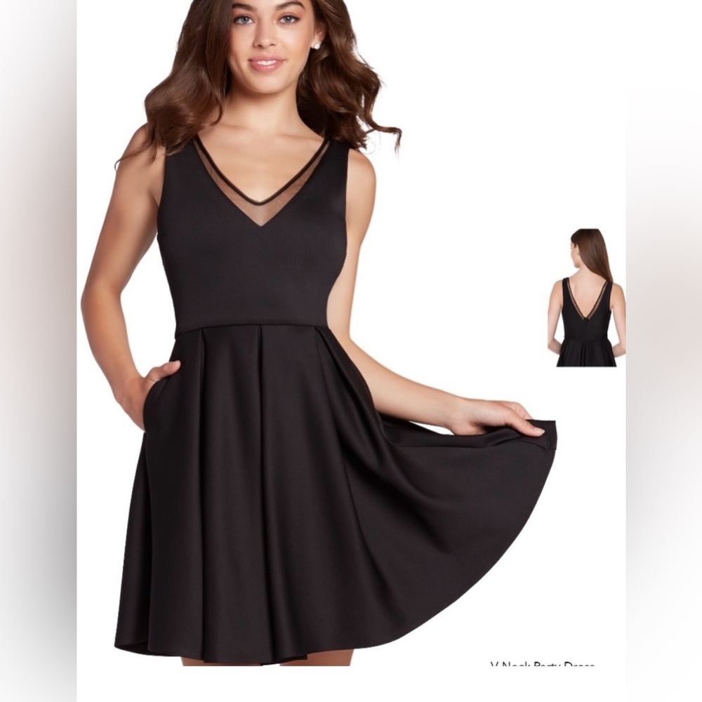 Alyce Paris Black Dress with Mesh Detail